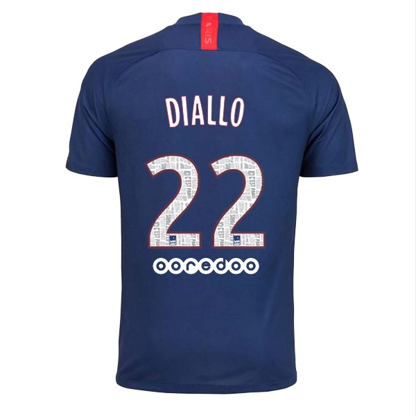 Camiseta Paris Saint Germain NO.22 Diallo 1ª Kit 2019 2020 Azul